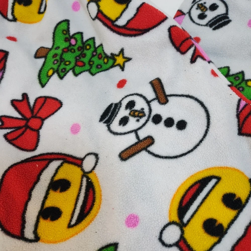 Girls Fleece Pajama Pants Size 7/8 Christmas Emoji Snowman‎ Tree Print Lounge
